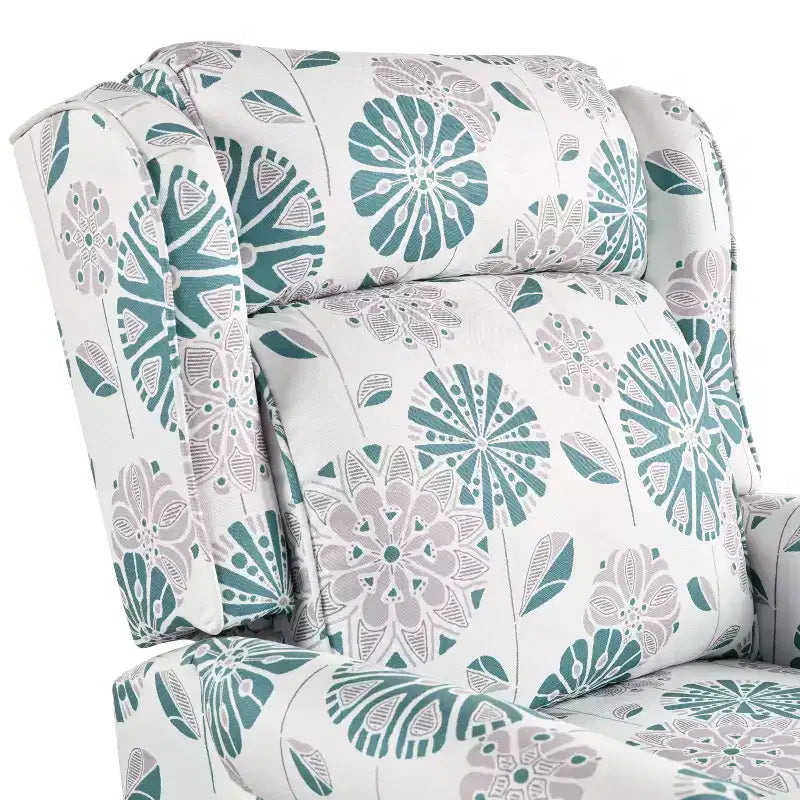 Poltrona reclinabile a spinta imbottita da 29,75 pollici con schienale ad ala classico, bianco/blu