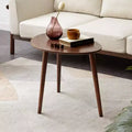 GDFStudio Beau Mid-Century Modern 25.59 W Solid Oak Wood Oval Coffee Table with Three Legs