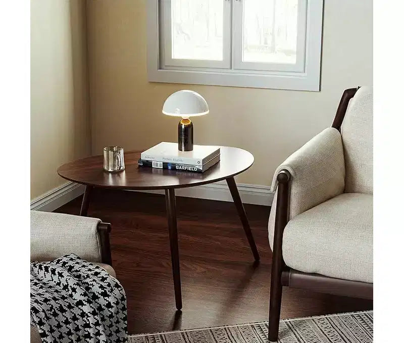 Tavolino da caffè ovale Mid-Century Modern 25.59 L in legno massello di quercia con tre gambe
