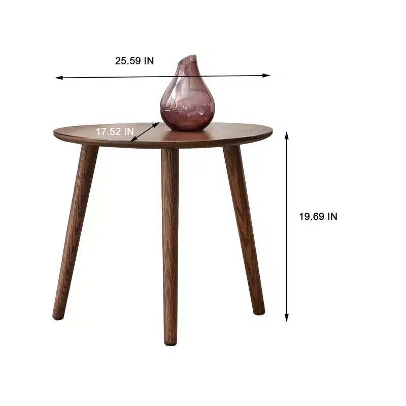 Tavolino da caffè ovale Mid-Century Modern 25.59 L in legno massello di quercia con tre gambe