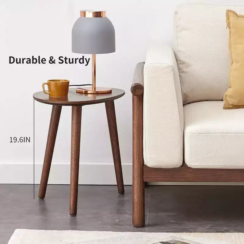 Tavolino da caffè ovale Mid-Century Modern 25.59 L in legno massello di quercia con tre gambe