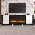 78'' TV Stand with 34.2'' Electric Fireplace, High Gloss Media Console with 2 Cabinets