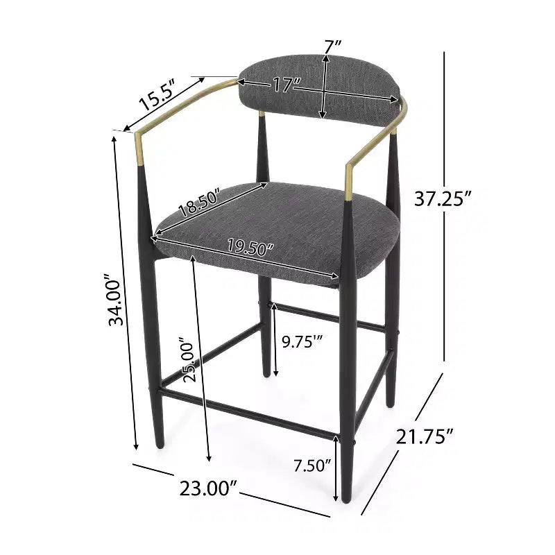 Sgabelli da bancone moderni imbottiti in tessuto di ferro da 63,5 cm