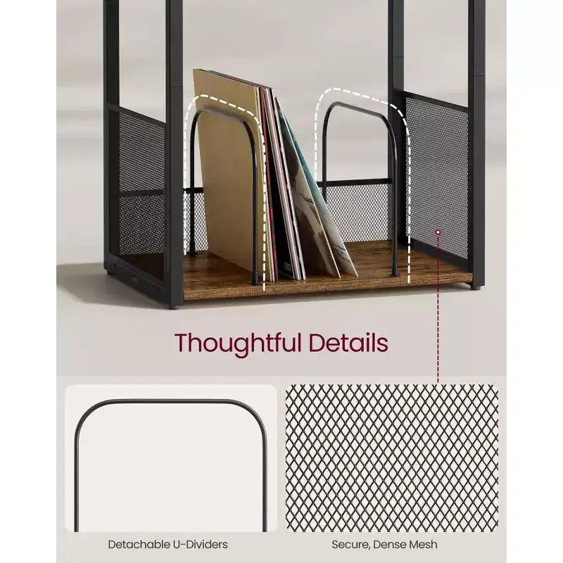 Tavolino e supporto per giradischi a 3 ripiani - Contiene fino a 100 dischi in vinile, ideale per soggiorno e camera da letto