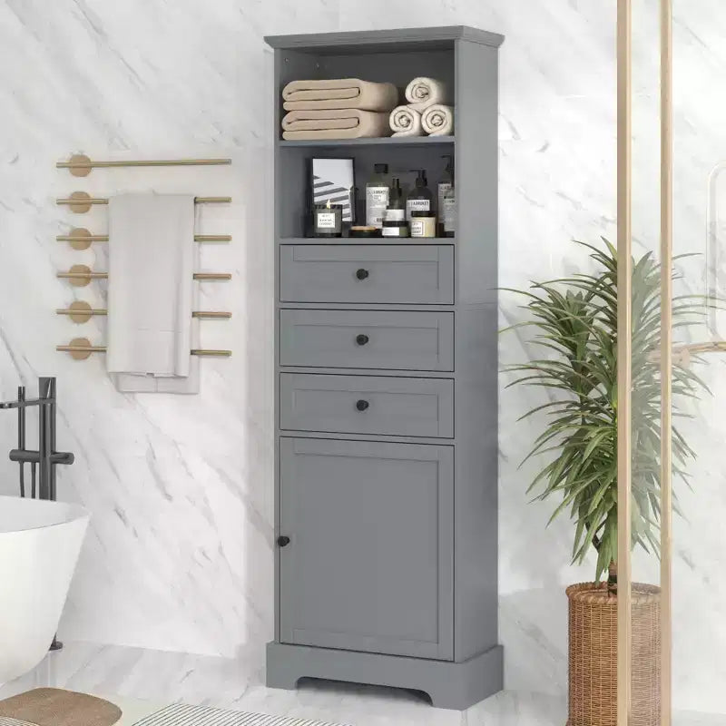 Armadietto verticale multiuso con cassetti e ripiani regolabili per bagno, studio, ufficio e interni