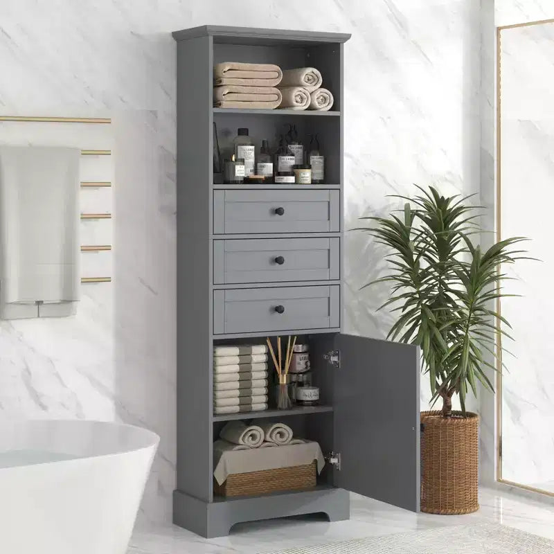 Armadietto verticale multiuso con cassetti e ripiani regolabili per bagno, studio, ufficio e interni