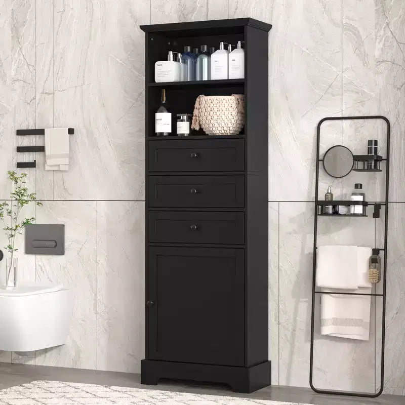 Armadietto verticale multiuso con cassetti e ripiani regolabili per bagno, studio, ufficio e interni