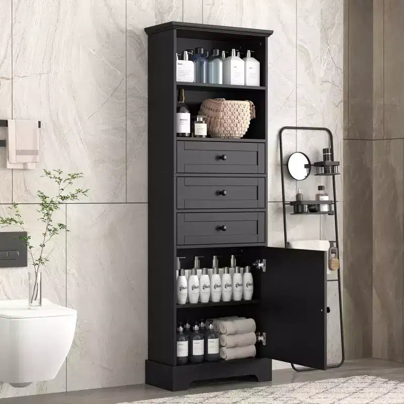 Armadietto verticale multiuso con cassetti e ripiani regolabili per bagno, studio, ufficio e interni
