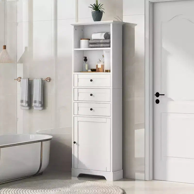 Armadietto verticale multiuso con cassetti e ripiani regolabili per bagno, studio, ufficio e interni