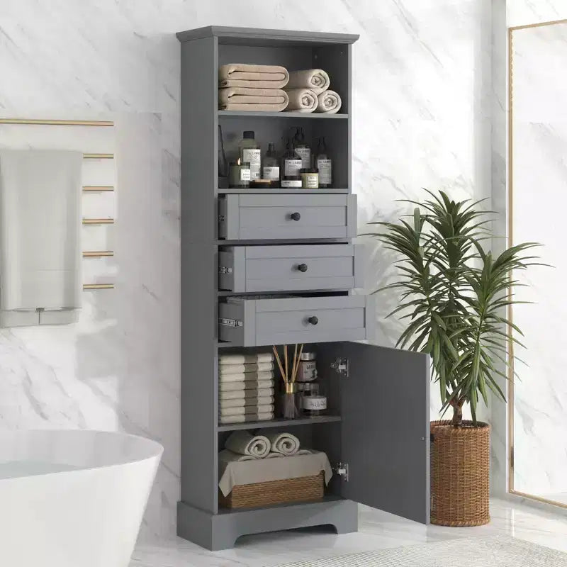 Armadietto verticale multiuso con cassetti e ripiani regolabili per bagno, studio, ufficio e interni