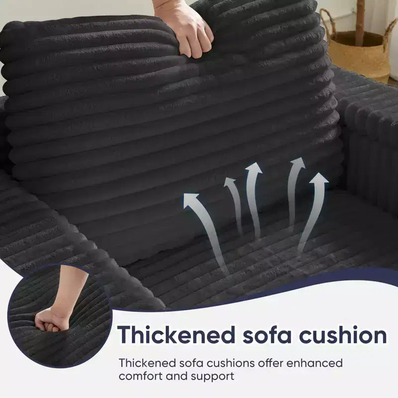 Divano moderno imbottito con 2 pouf mobili, comoda poltrona per il relax