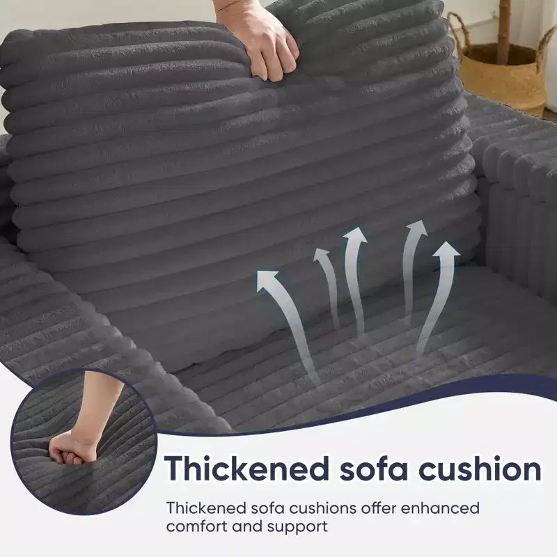 Divano moderno imbottito con 2 pouf mobili, comoda poltrona per il relax