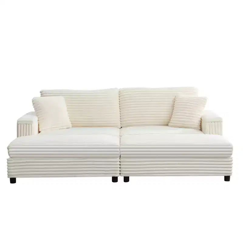 Divano moderno imbottito con 2 pouf mobili, comoda poltrona per il relax