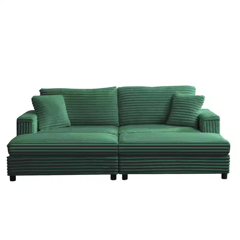 Divano moderno imbottito con 2 pouf mobili, comoda poltrona per il relax