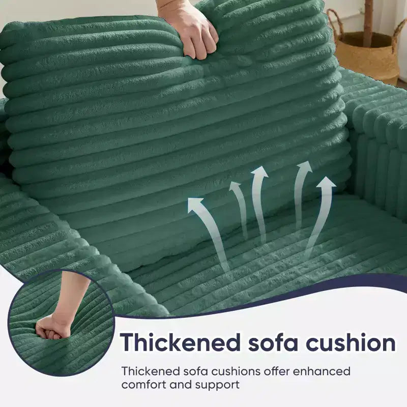 Divano moderno imbottito con 2 pouf mobili, comoda poltrona per il relax