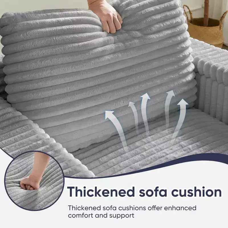 Divano moderno imbottito con 2 pouf mobili, comoda poltrona per il relax