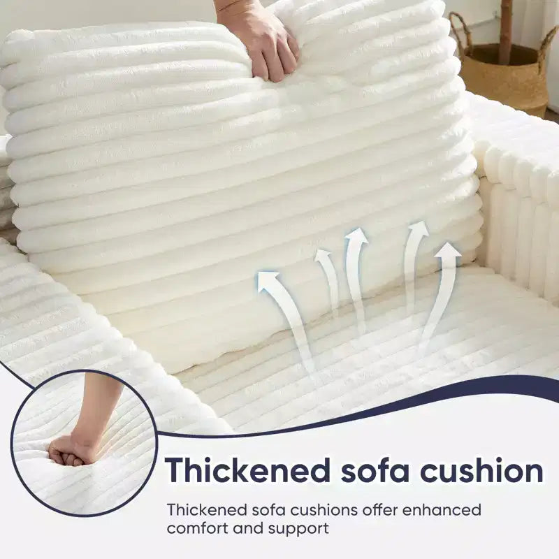 Divano moderno imbottito con 2 pouf mobili, comoda poltrona per il relax
