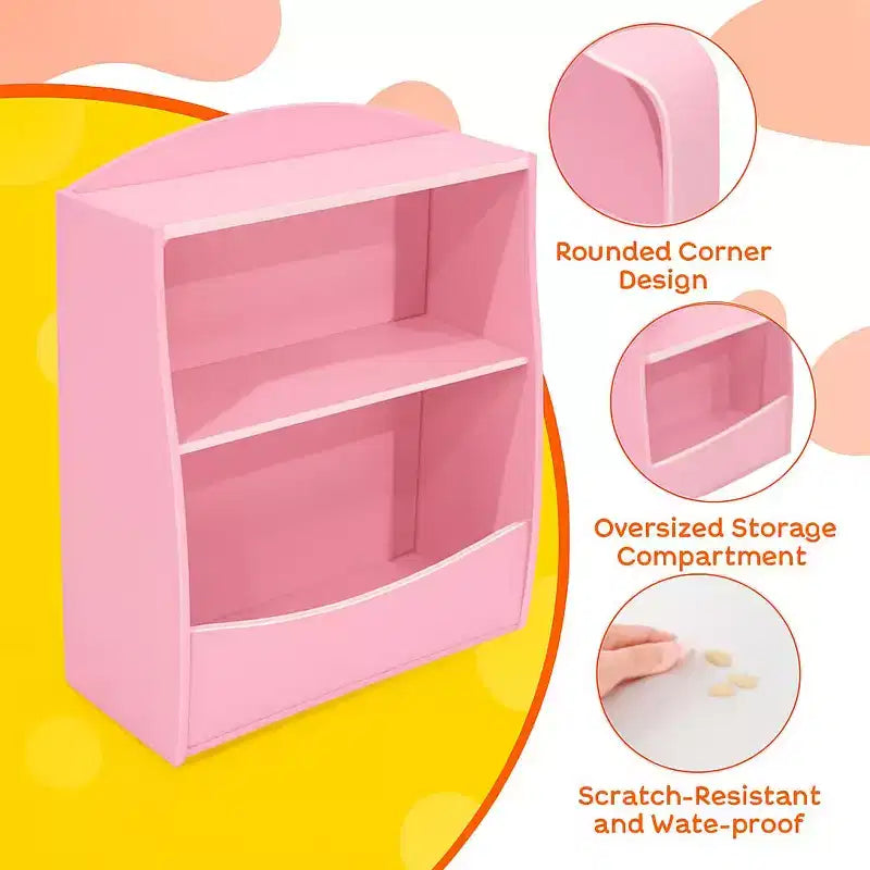 Libreria per bambini - Organizer portaoggetti per libri, armadietto giocattoli per bambini a doppio strato con scomparti aperti per camera da letto, cameretta, sala giochi