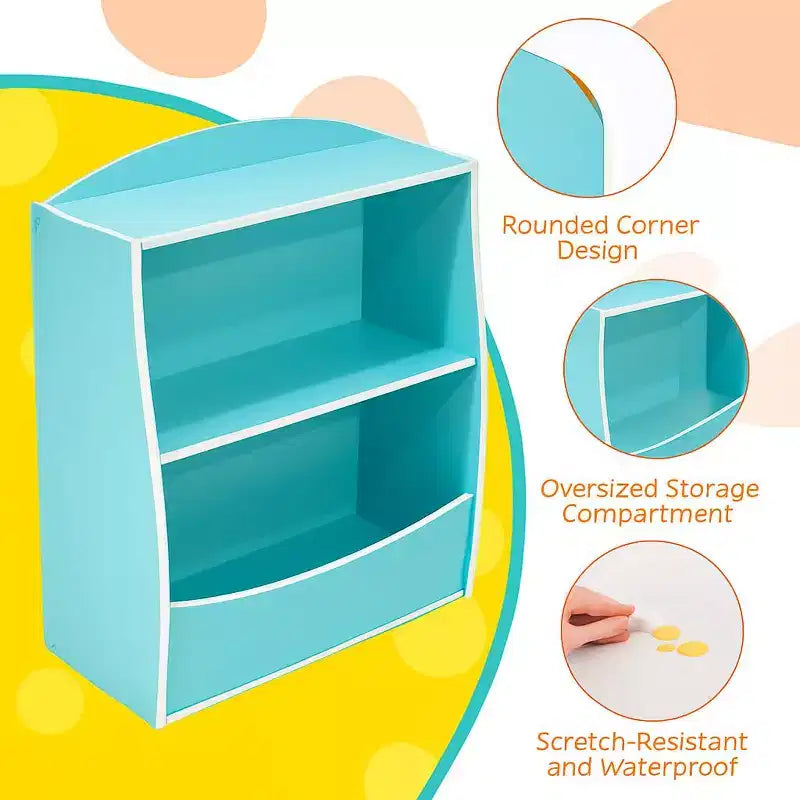 Libreria per bambini - Organizer portaoggetti per libri, armadietto giocattoli per bambini a doppio strato con scomparti aperti per camera da letto, cameretta, sala giochi