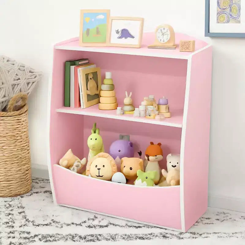 Libreria per bambini - Organizer portaoggetti per libri, armadietto giocattoli per bambini a doppio strato con scomparti aperti per camera da letto, cameretta, sala giochi