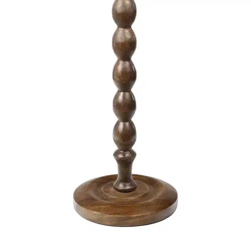 24.5 Tavolino Rotondo Classico da Appoggio e Decorativo con Base a Colonna in Legno con Fuso Cottage