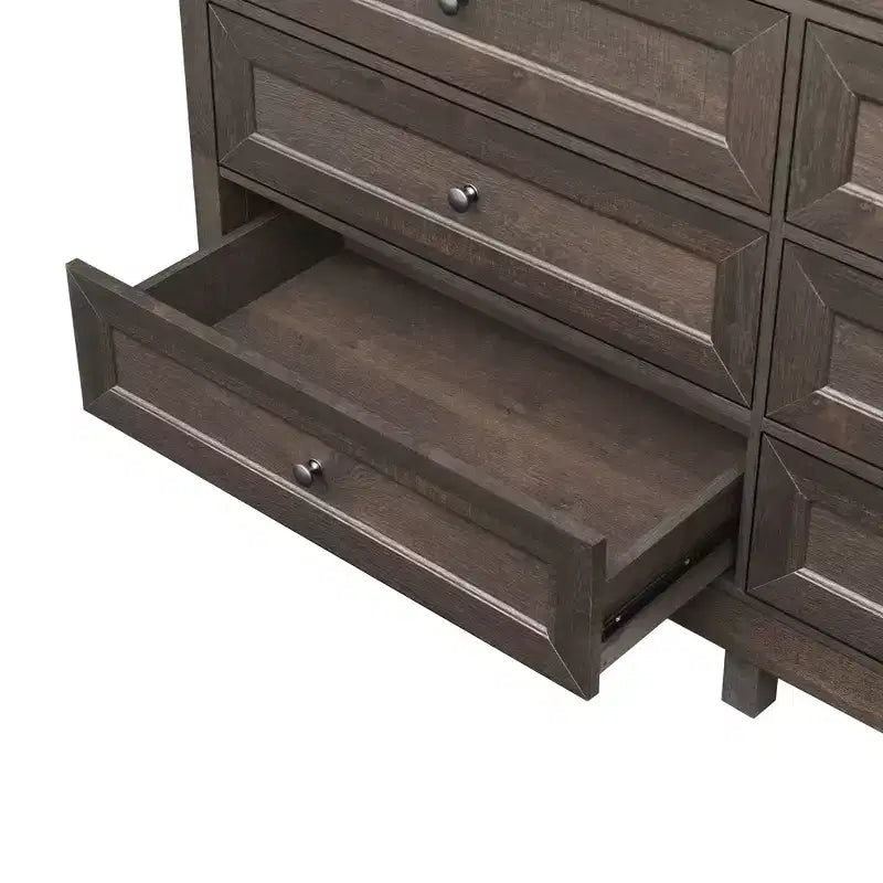 Comò da camera rustico moderno a 9 cassetti con maniglia argentata, Comò in legno minimalista, Cassettiera per camera da letto, ingresso
