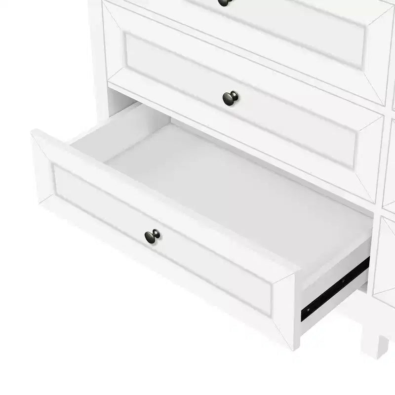 Comò da camera rustico moderno a 9 cassetti con maniglia argentata, Comò in legno minimalista, Cassettiera per camera da letto, ingresso