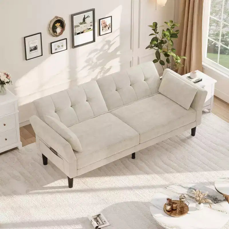 89 Futon divano letto, divano letto convertibile con schienale e braccioli regolabili, divano letto moderno a due posti per soggiorno, camera da letto, appartamenti