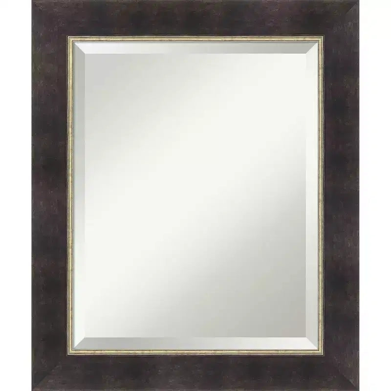 Amanti Art Odin Antique Bronze Beveled Wood Framed Bathroom Vanity Wall Mirror
