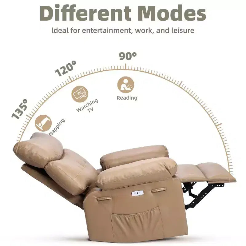 27 pollici Poltrona reclinabile oversize con base girevole a 360° e funzione massaggio e riscaldamento (per Soggiorno/Camera da letto/Stanza dei bambini)