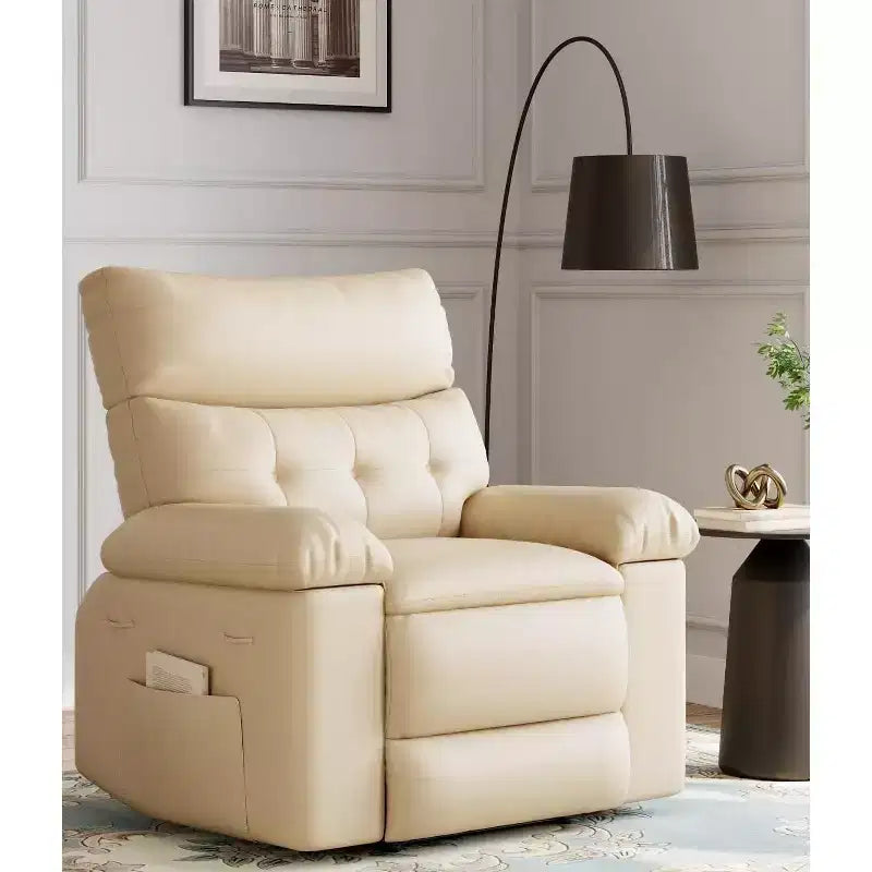 27 pollici Poltrona reclinabile oversize con base girevole a 360° e funzione massaggio e riscaldamento (per Soggiorno/Camera da letto/Stanza dei bambini)