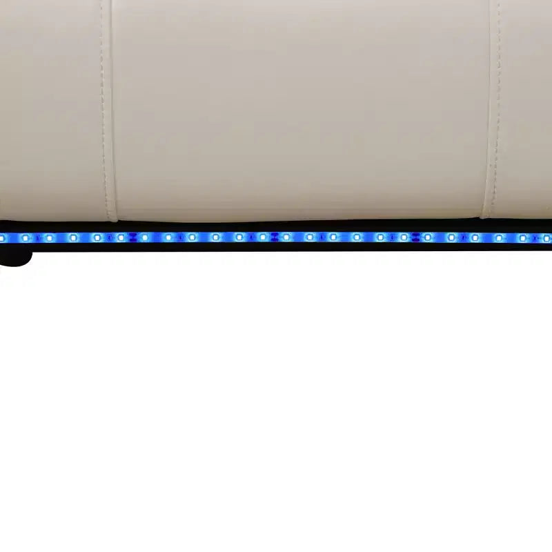 Poltrona reclinabile elettrica in pelle rigenerata con ricarica USB e schienale regolabile per soggiorno, bianco sporco
