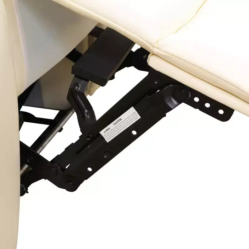 Poltrona reclinabile elettrica in pelle rigenerata con ricarica USB e schienale regolabile per soggiorno, bianco sporco