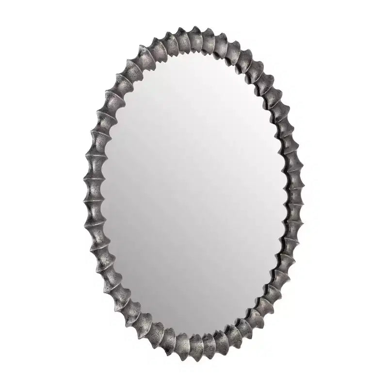 Specchio moderno rotondo da parete con cornice decorativa in metallo - Specchio accentato in vetro per casa, ufficio, camera da letto, soggiorno - Finitura metallica - 29 Argento