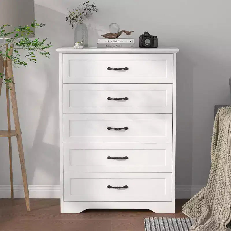 Cassettiera in legno a 6 cassetti per camera da letto con ampie maniglie in metallo, comò moderno stile rustico, organizer contenitore per camera da letto e soggiorno