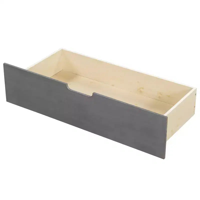 Struttura per divano letto singolo con cassetti contenitore, divano letto angolare a L in stile rustico per camera da letto, grigio