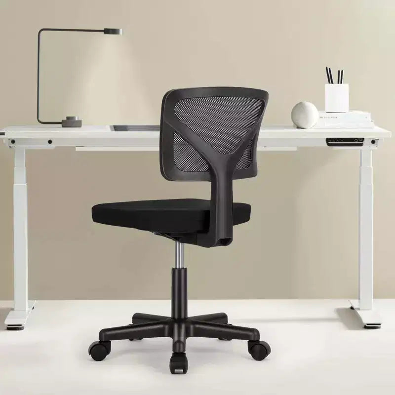 Sedia da ufficio Sedia da scrivania senza braccioli in rete per casa Sedia girevole regolabile con schienale basso per ragazzi e adulti, colore blu