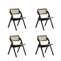 Set of 4 Lambinet Cane Folding Dining Chairs Black/Natural - Manhattan Comfort: Ash Frame, No Assembly Required