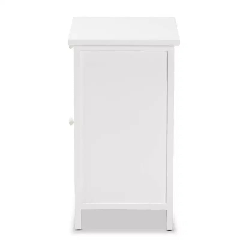Comodino 2 ante in legno di rattan bianco