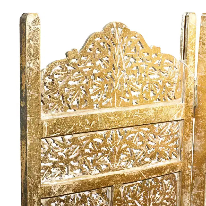 Divisorio Tradizionale Intagliato con Intricati Motivi Dorati