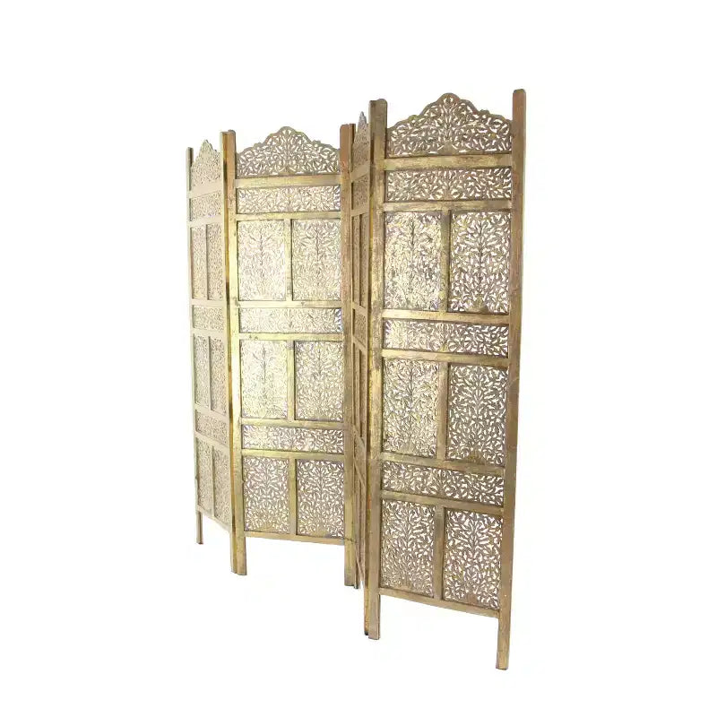 Divisorio Tradizionale Intagliato con Intricati Motivi Dorati