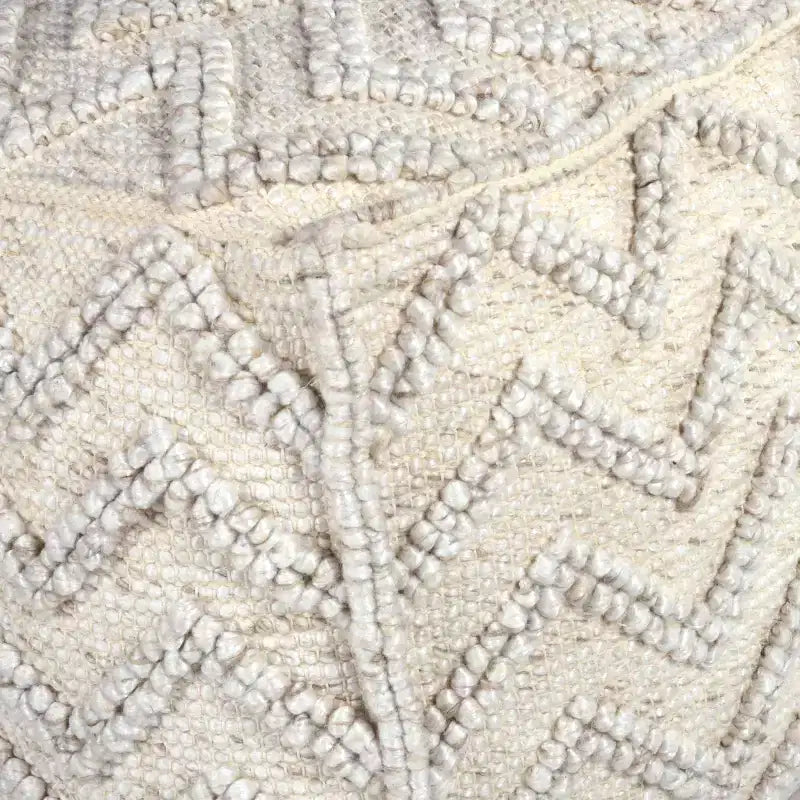 Pouf quadrato a zigzag intrecciato avorio