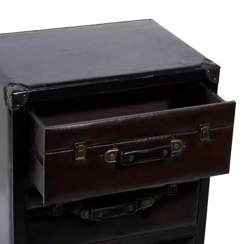 Mobile in legno tradizionale e similpelle marrone scuro