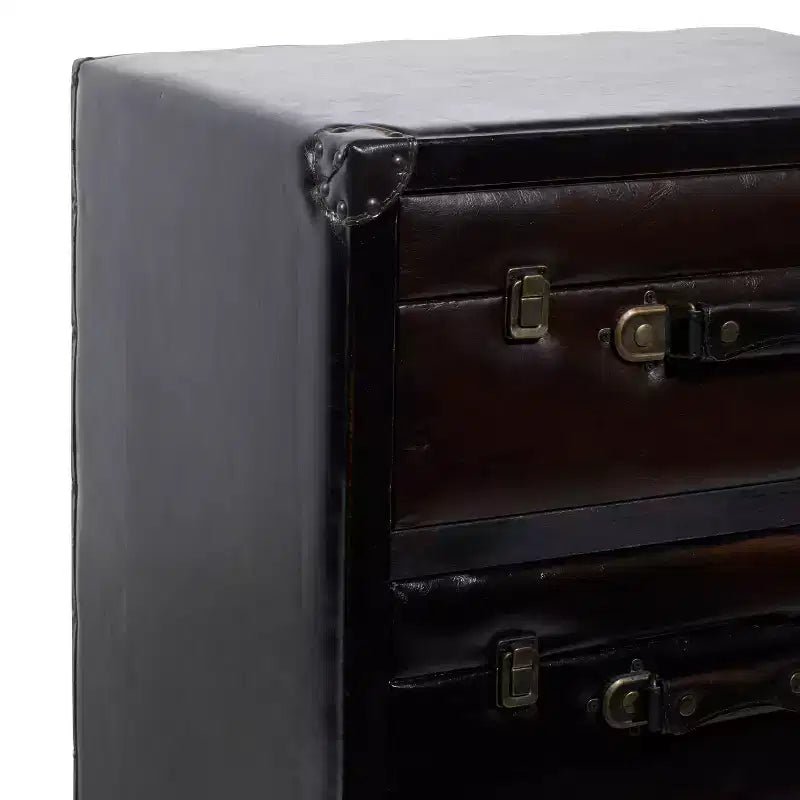 Mobile in legno tradizionale e similpelle marrone scuro