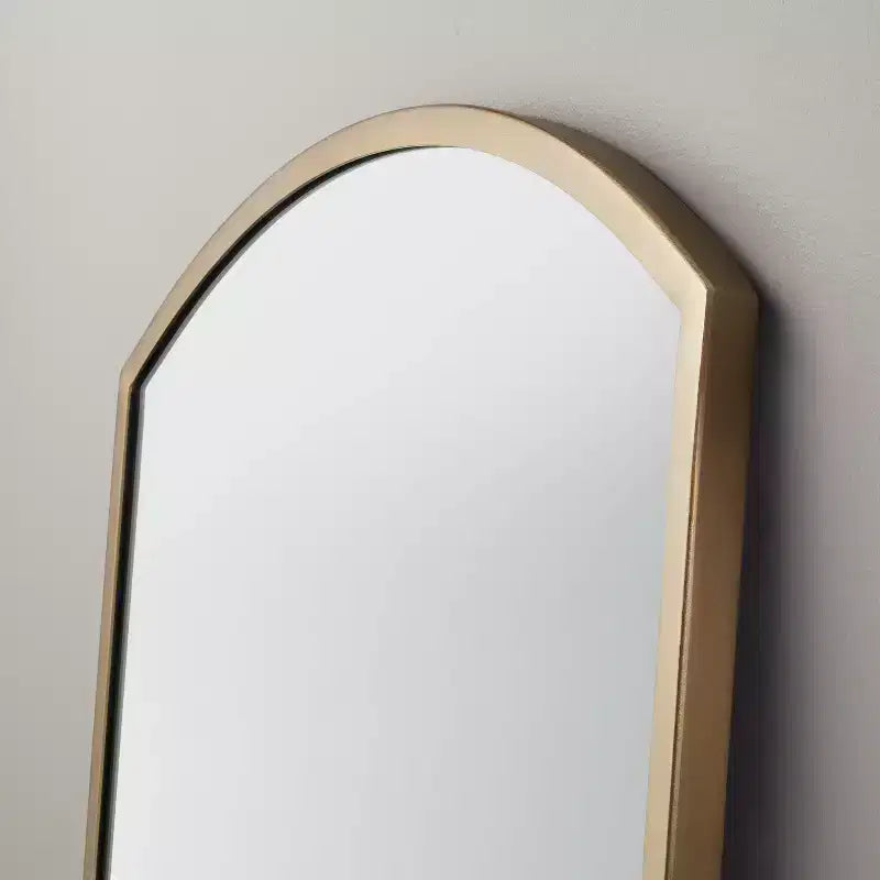Specchio rettangolare da pavimento in metallo ad arco 19"x64" Ottone