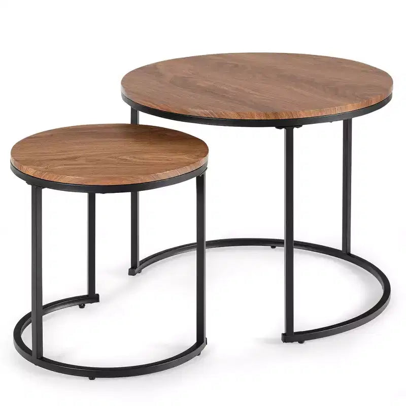 Tavolino a nido per balcone/soggiorno, tavolino rotondo moderno marrone rustico/marrone/oro