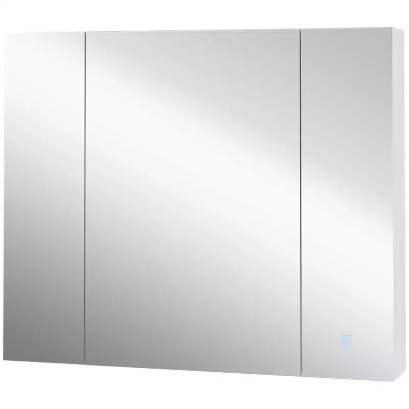Pensile portamedicine a LED, specchio da bagno montato a parete con interruttore touch dimmerabile, tre ante e ricarica USB, bianco