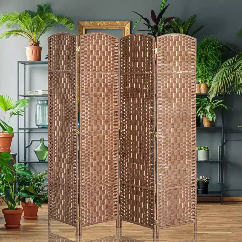 Divisorio a 4 pannelli in vimini intrecciato alto 183 cm per la privacy