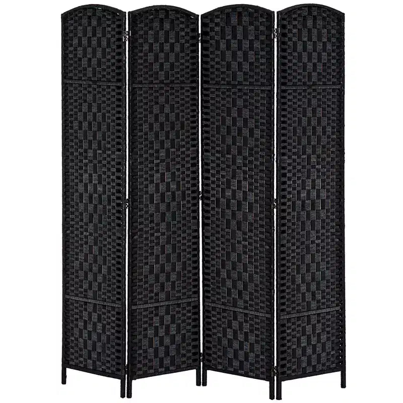 HOMCOM 6' Tall Wicker Weave 4 Panel Room Divider Privacy Screen
