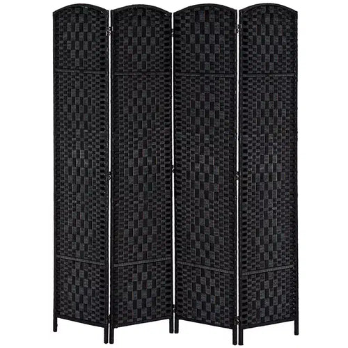 HOMCOM 6' Tall Wicker Weave 4 Panel Room Divider Privacy Screen